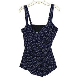 Talbots Polka Dot Tankini Top XXS Blue Underwire